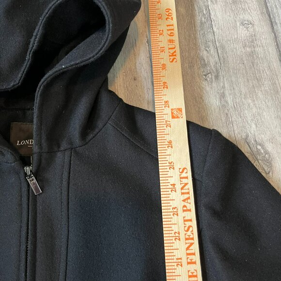 London Fog Black Wool-Blend Short Zip Jacket w/Hood, W's Medium - Picture 9 of 10